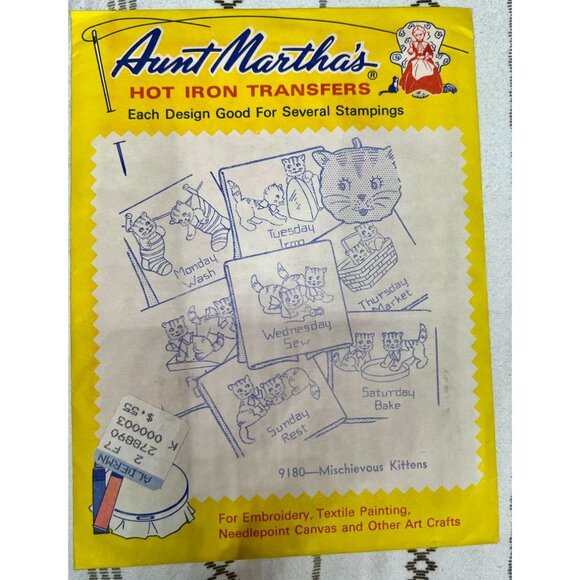 Vintage Aunt Martha's Hot Iron Transfers Embroidery Textile Painting Needlepoint - Picture 6 of 7